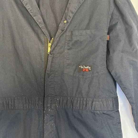 Walls FR Mens Coveralls Workwear Large Fire Resistant Jumpsuit Overall Navy Blue - Picture 3 of 9